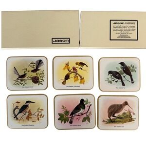 Vintage Jason Coasters Birds of New Zealand Cork Back Set of 6‎ w/ Box